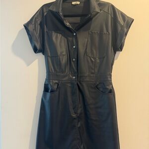 Entro Black Mini Dress with Button Detail